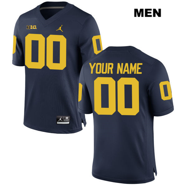 Men's NCAA Michigan Wolverines Custom #00 Navy Jordan Brand Authentic Stitched Football College Jersey HV25A71UR